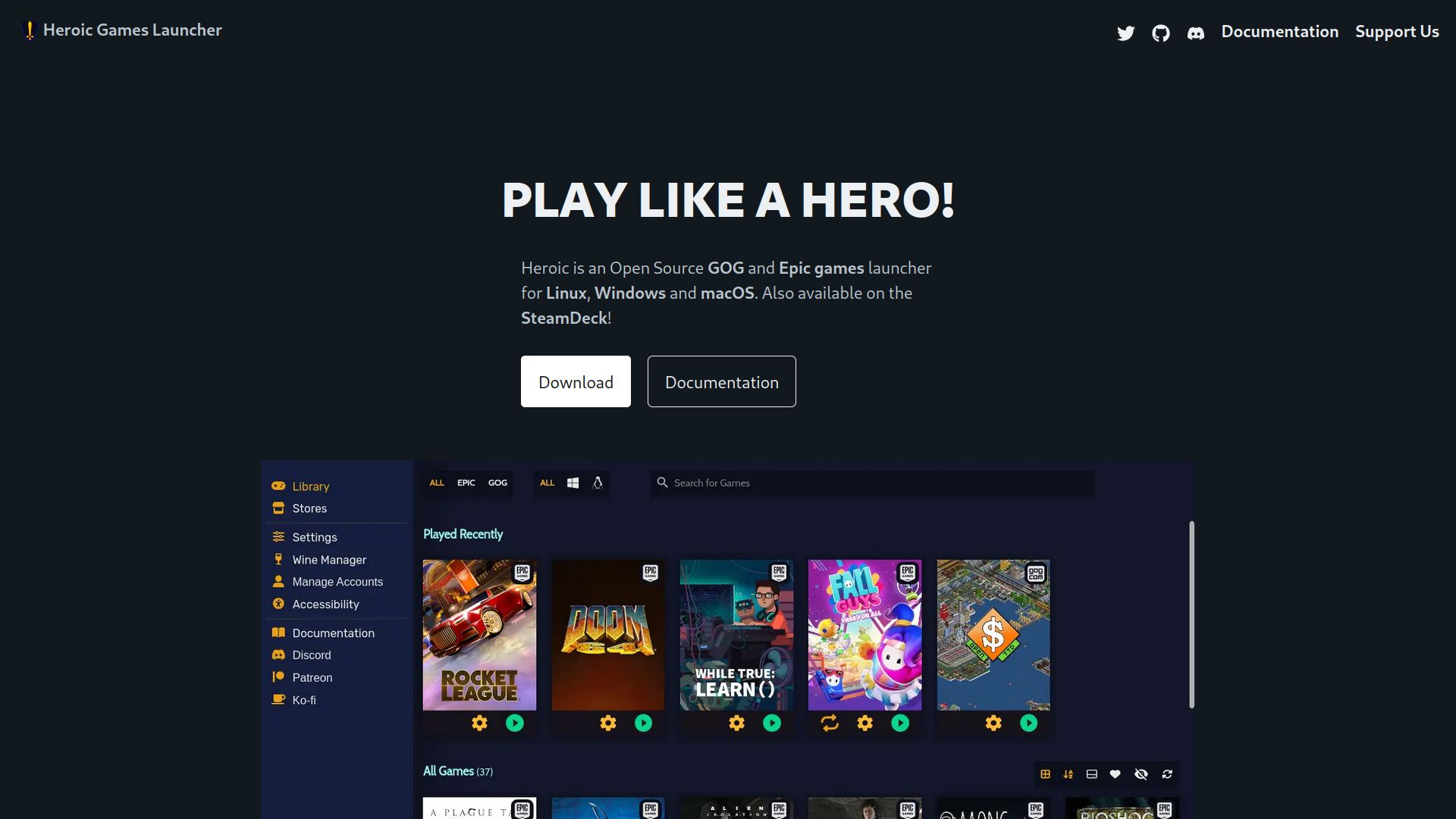 Heroic Games Launcher website