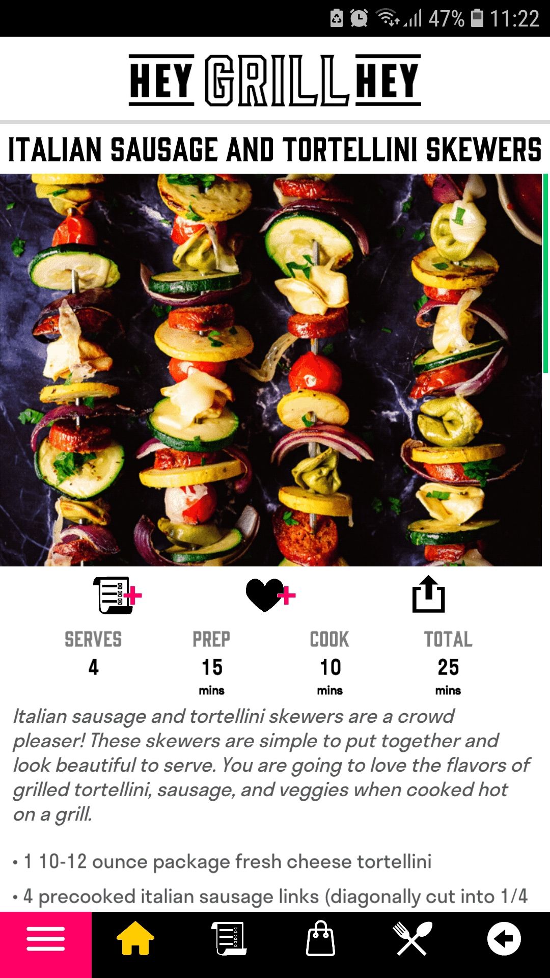 Hey Grill Hey mobile grilling recipe app home
