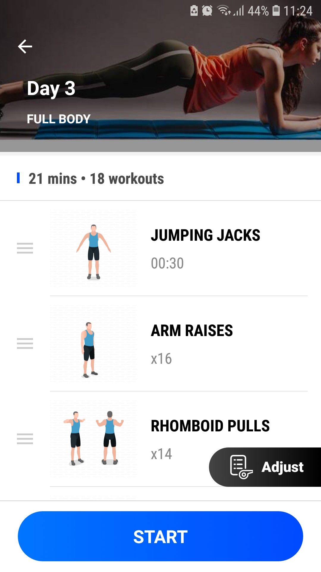 برنامه موبایلی Home Workout فیتنس روز 3