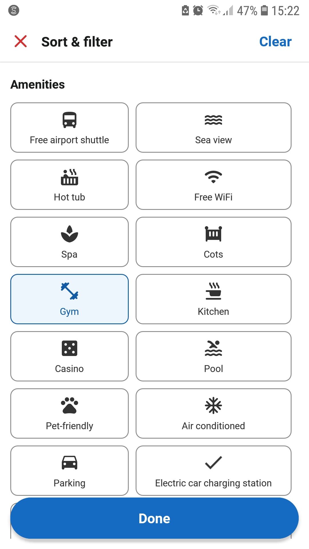 Hotels.com travel booking mobile app filter