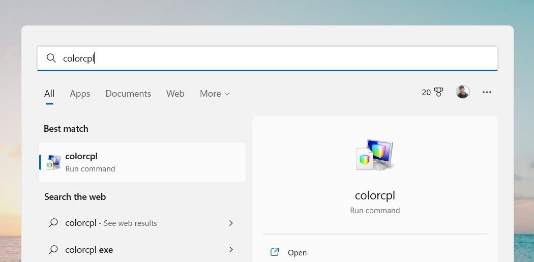 How to Open Color Management Using Windows Search