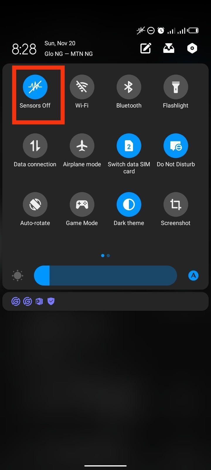 Quick settings tile to toggle off all sensors on Android