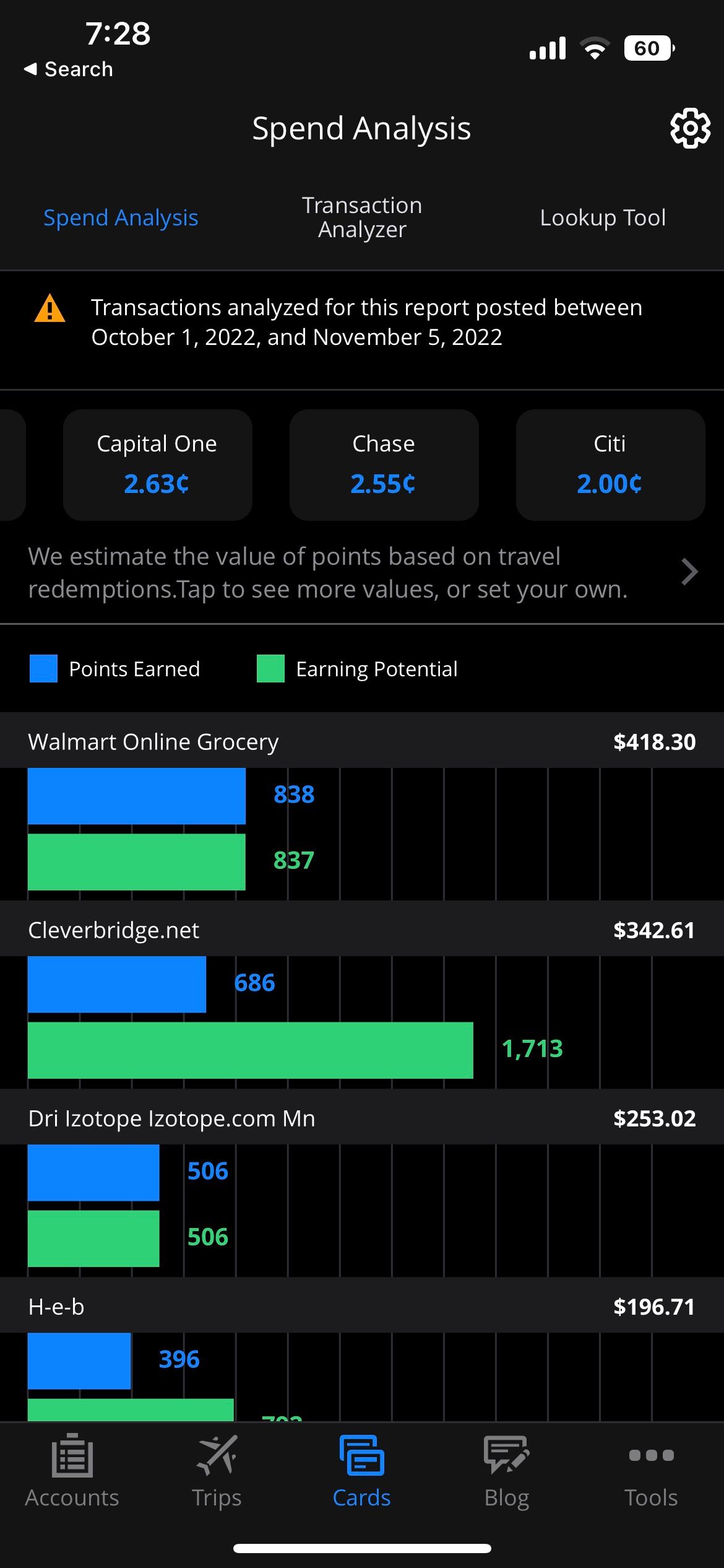 AwardWallet در iOS اجرا می شود.