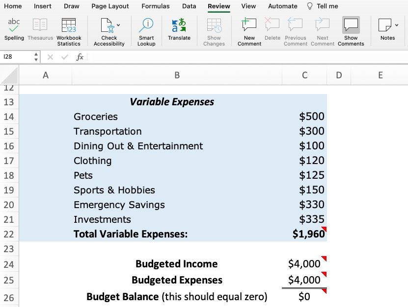 Screenshot showing income minus expenses