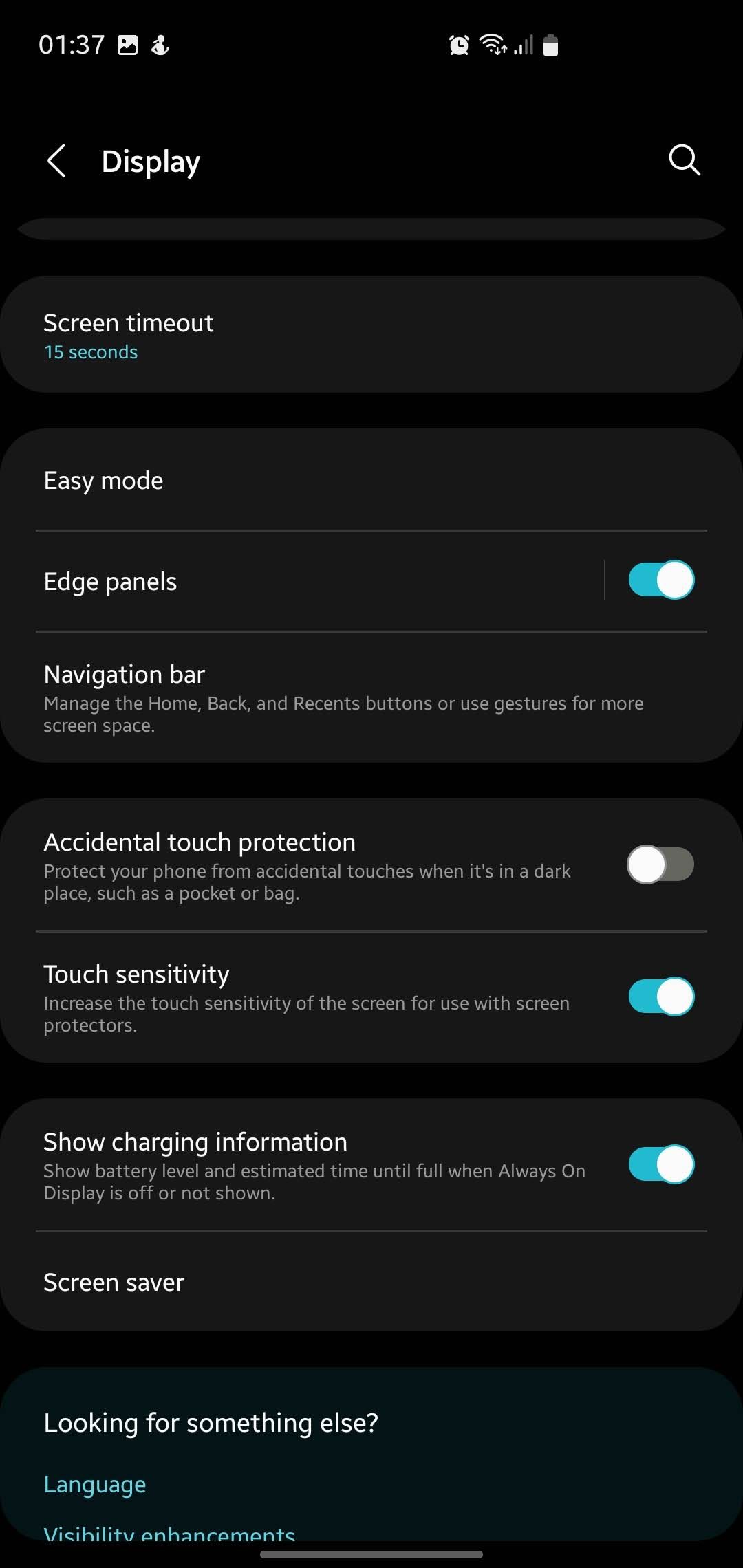 screenshot of Increase touch sensitivity option on Android phone