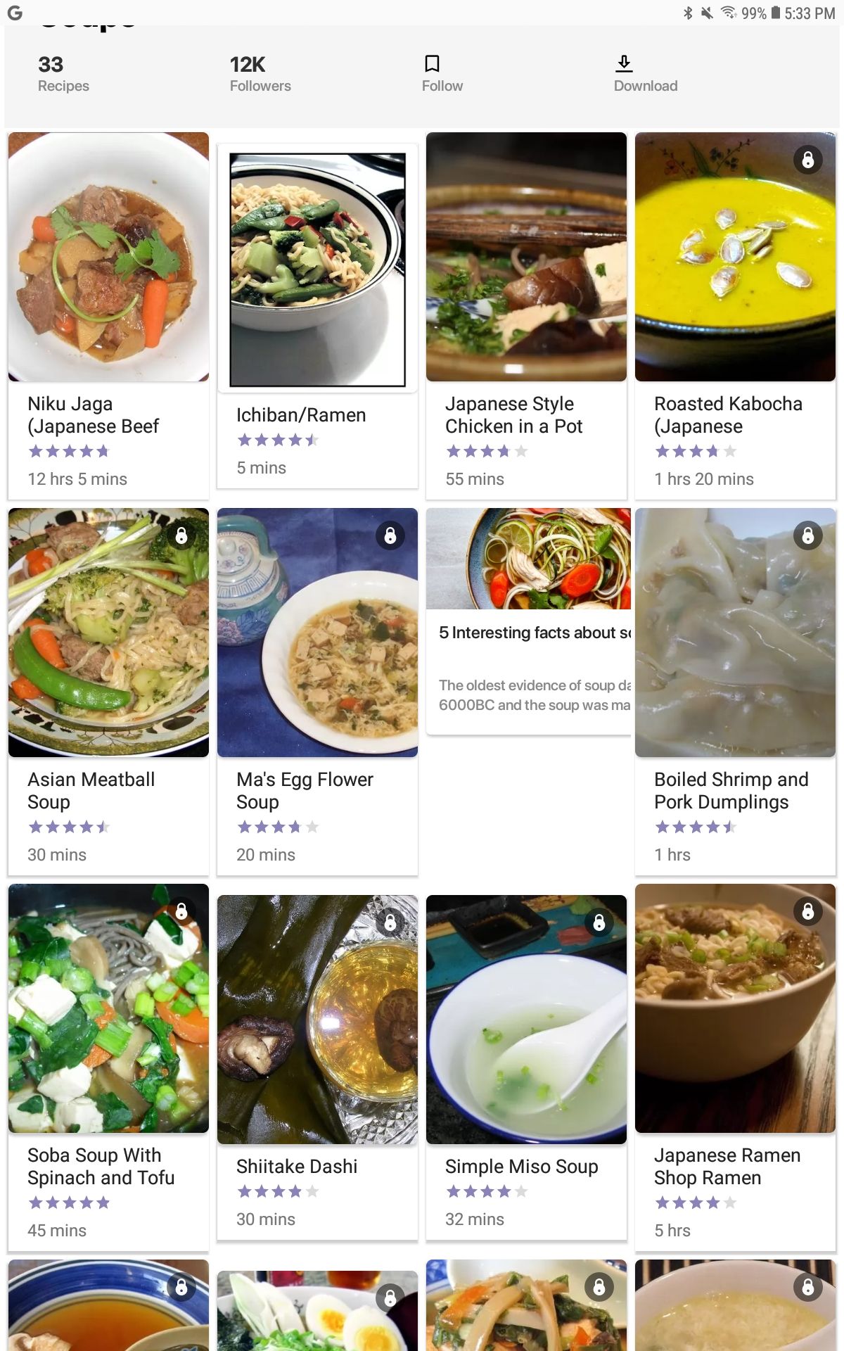 Japanese Food Recipes app soup section