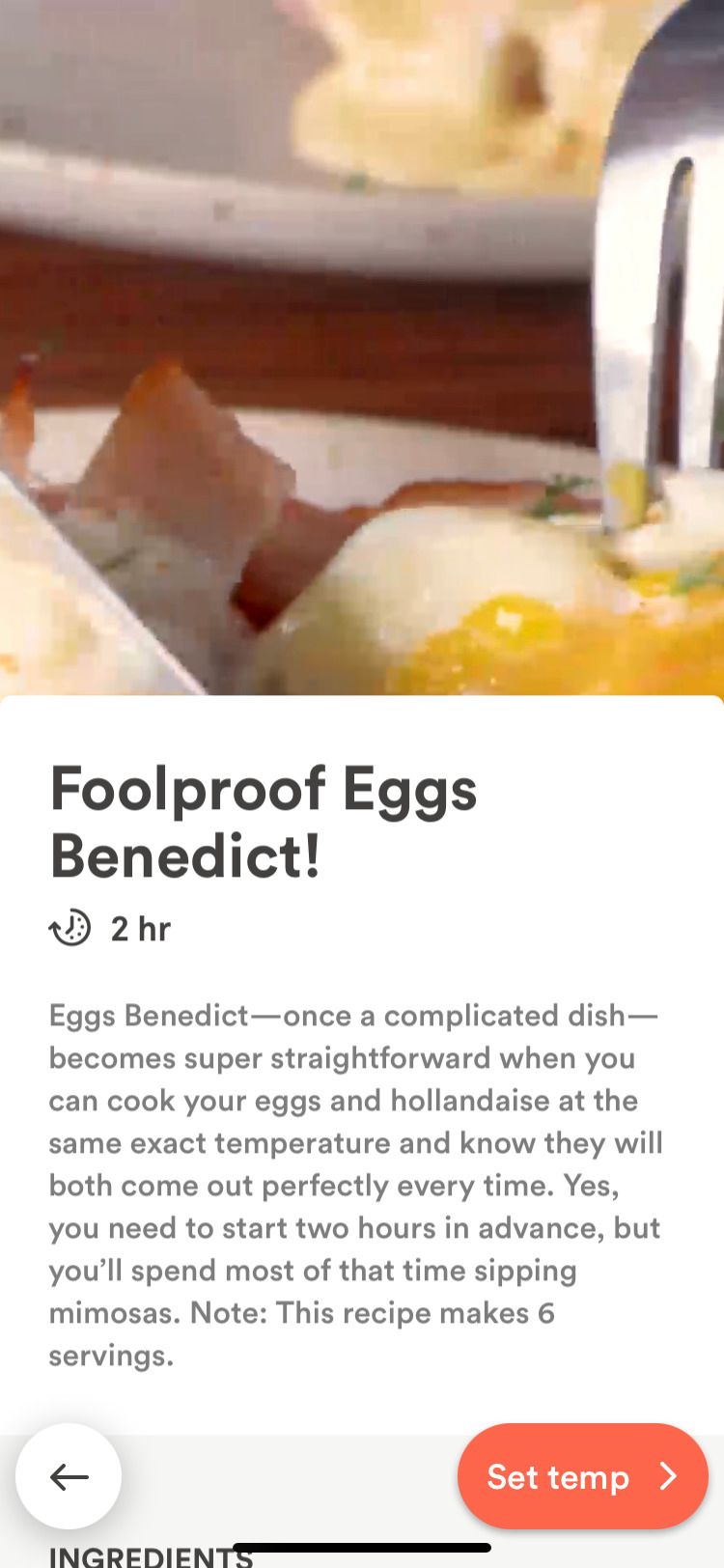 Joule app eggs benedict recipe