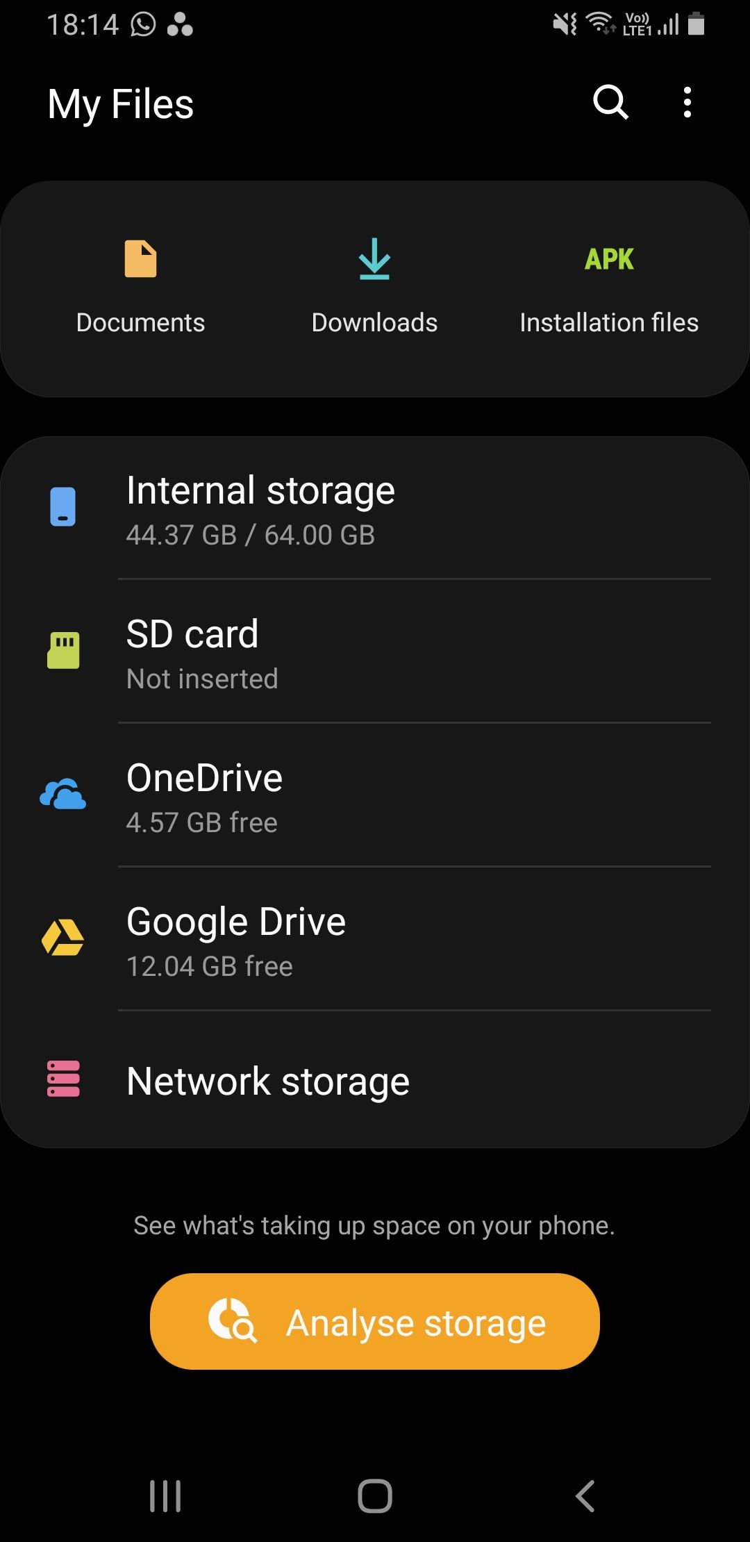 Samsung file manager interface