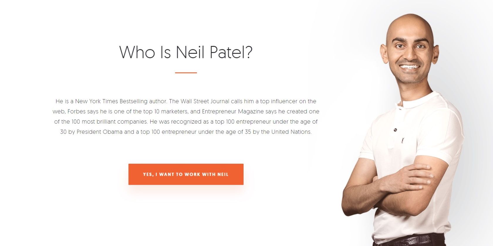 Screenshot Neil Patel and a bio of him