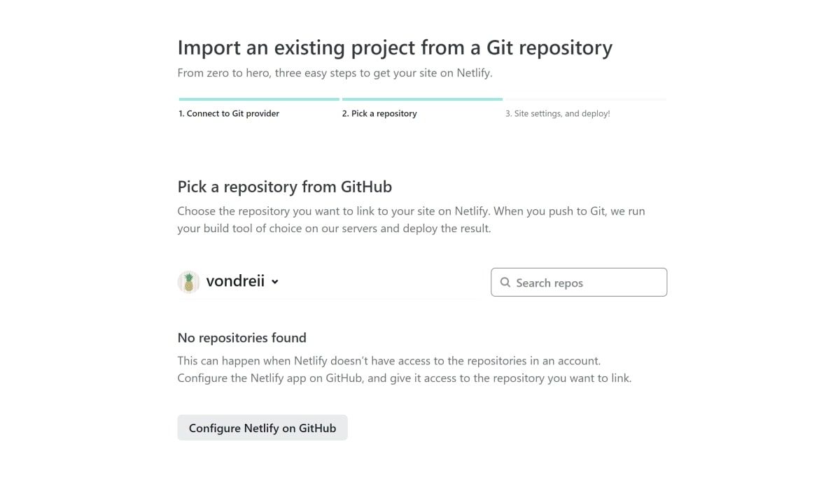 Konfigurasi Netlify pada tombol GitHub