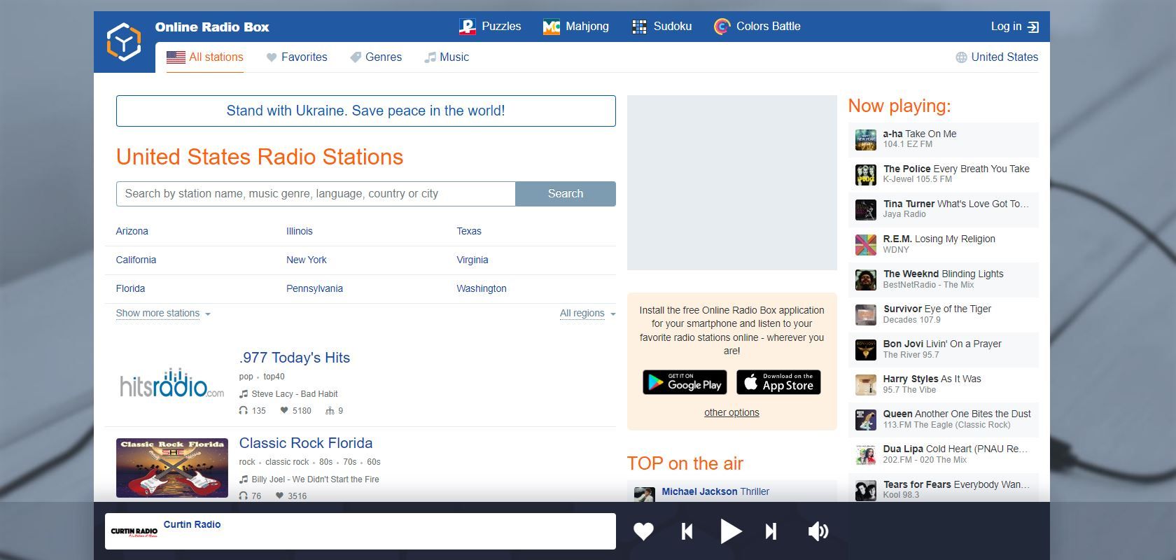 A Screenshot of Online Radio Box s Classical Landing Page