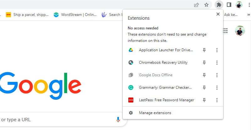 Membuka ekstensi Chrome untuk Mengakses Utilitas Pemulihan Chrome