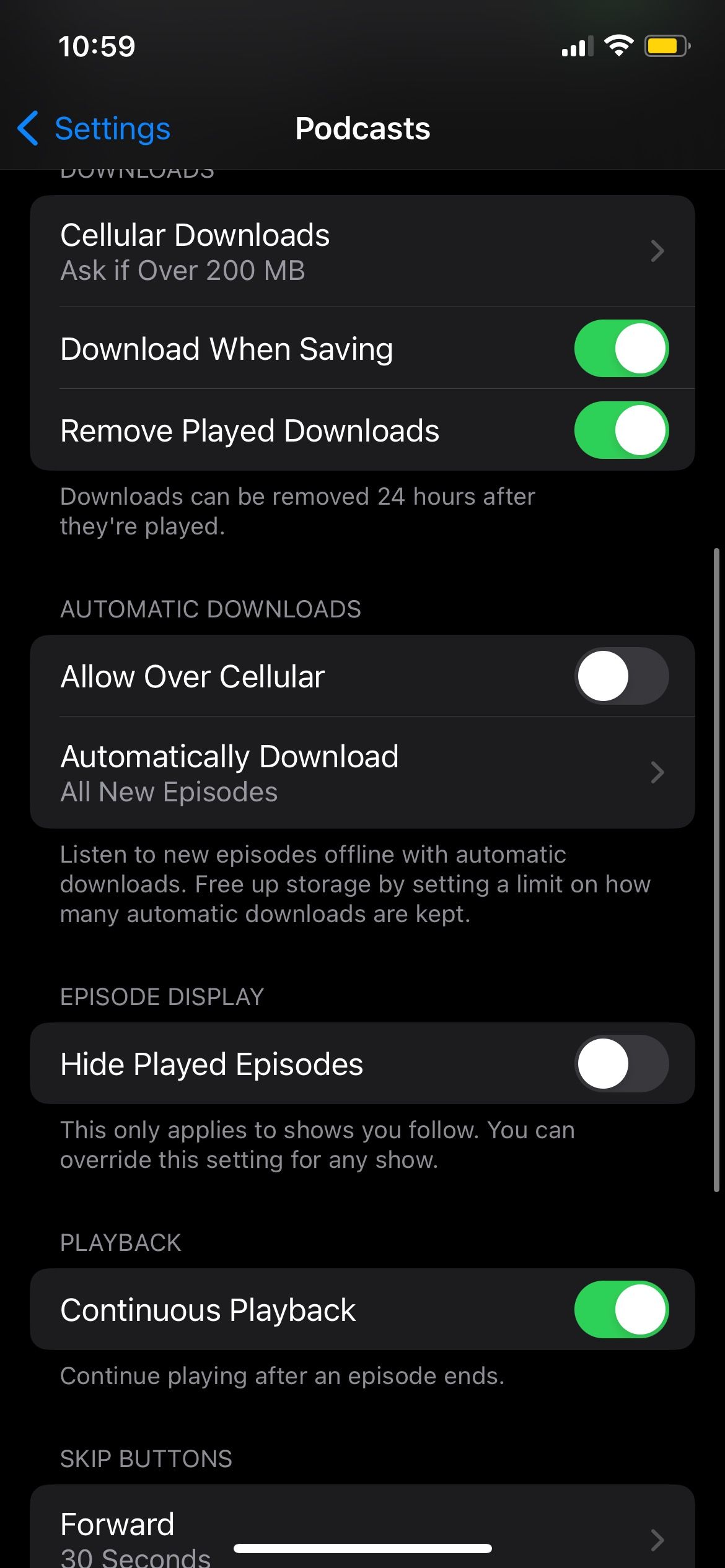 Podcasts Settings iPhone