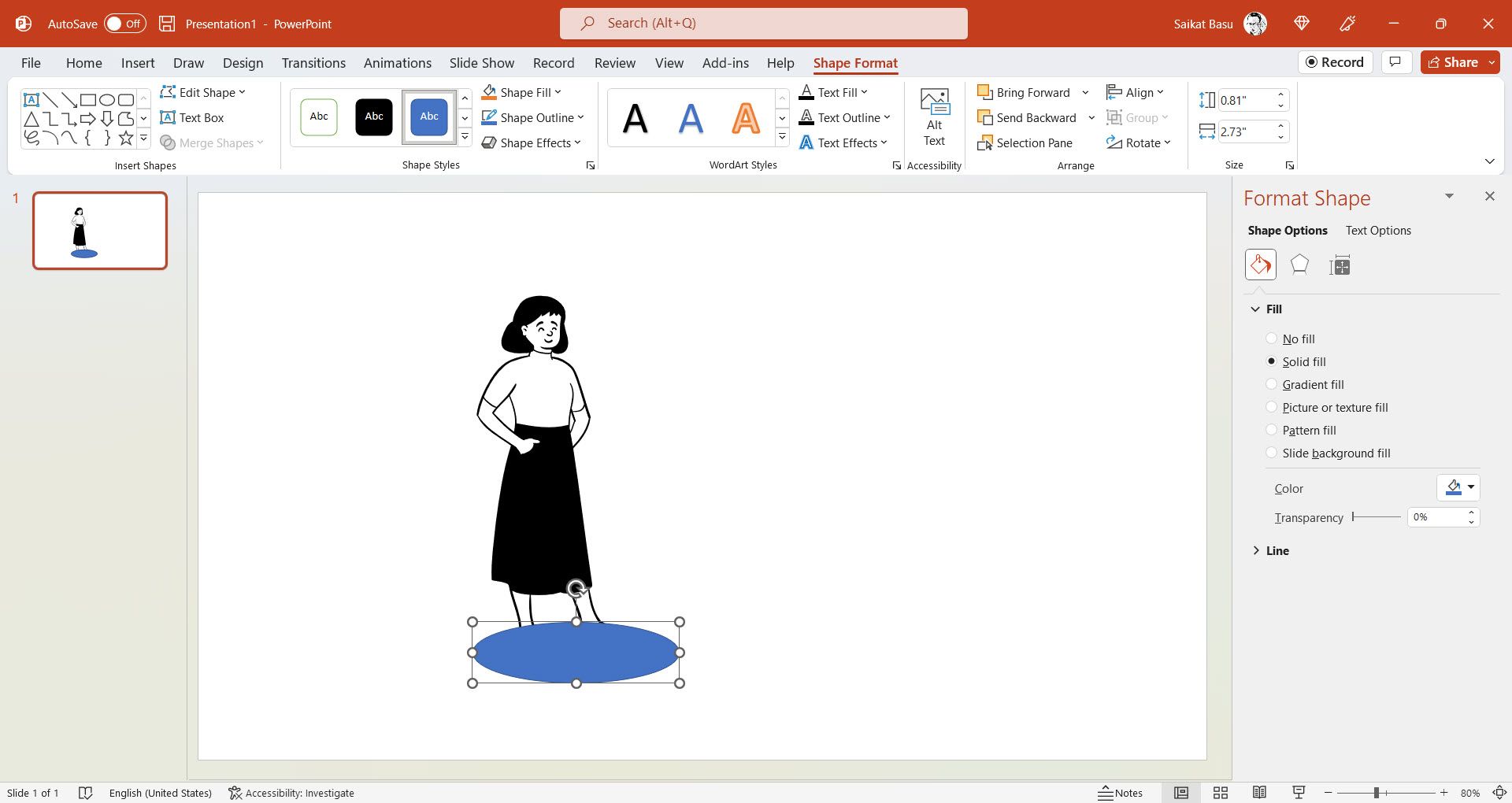 Using a shape to make a custom drop shadow in PowerPoint