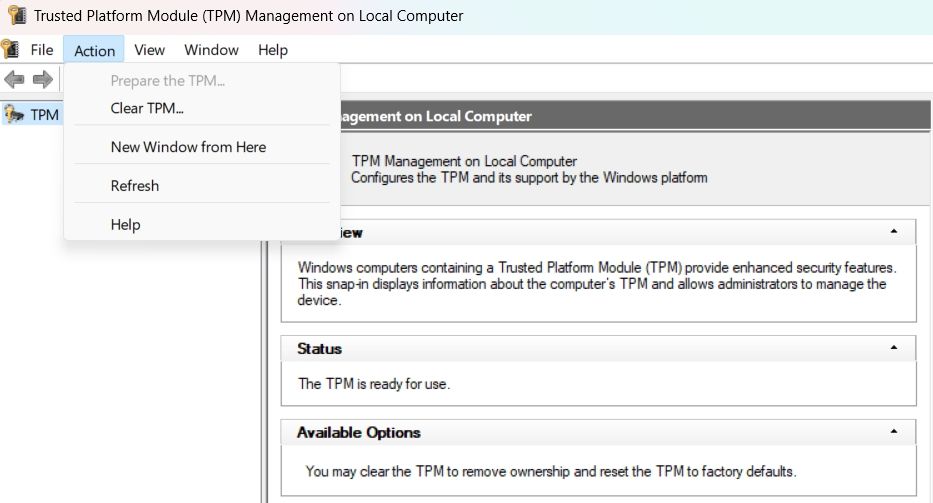 Prepare the TPM in TPM Management Window