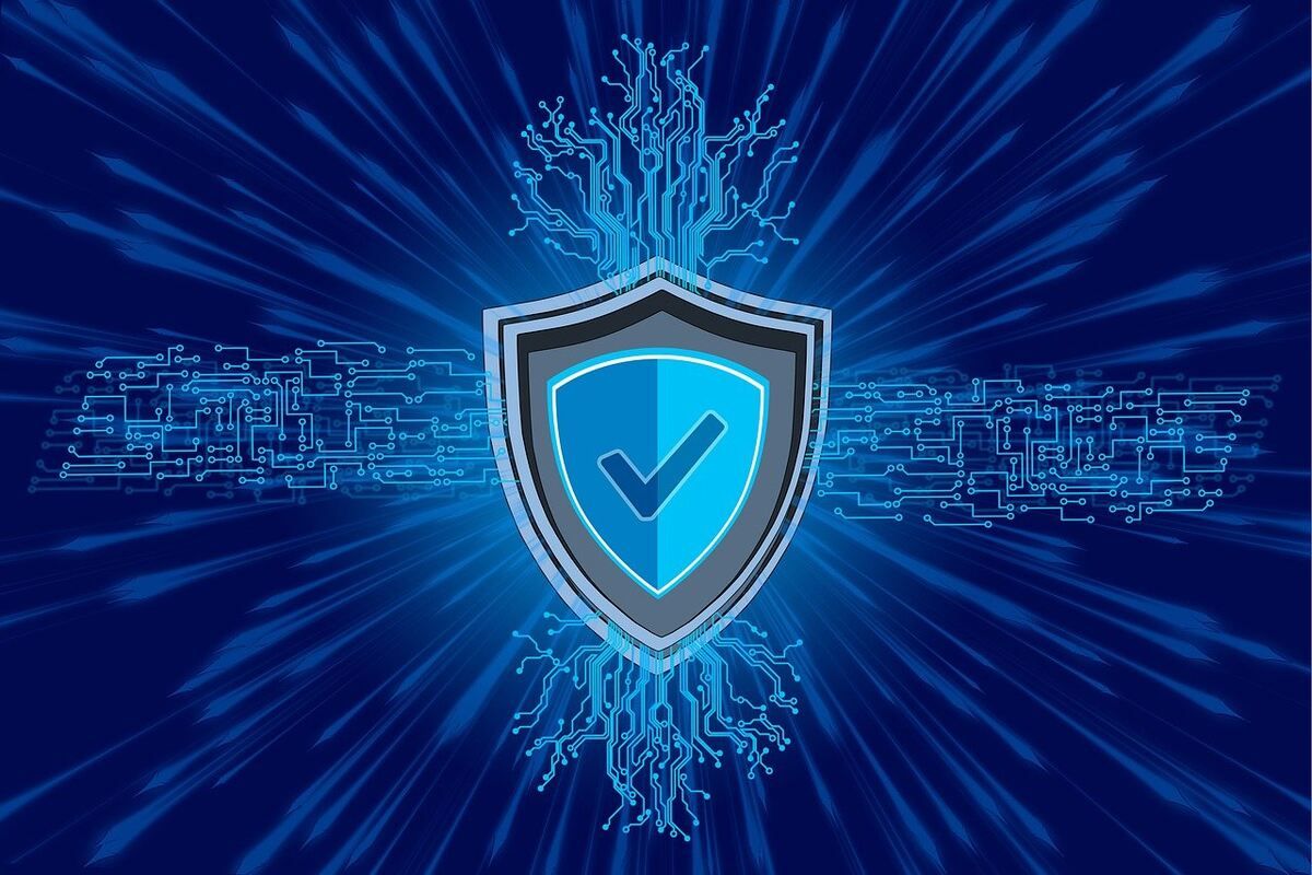 Image of Security Shield on Blue Background 