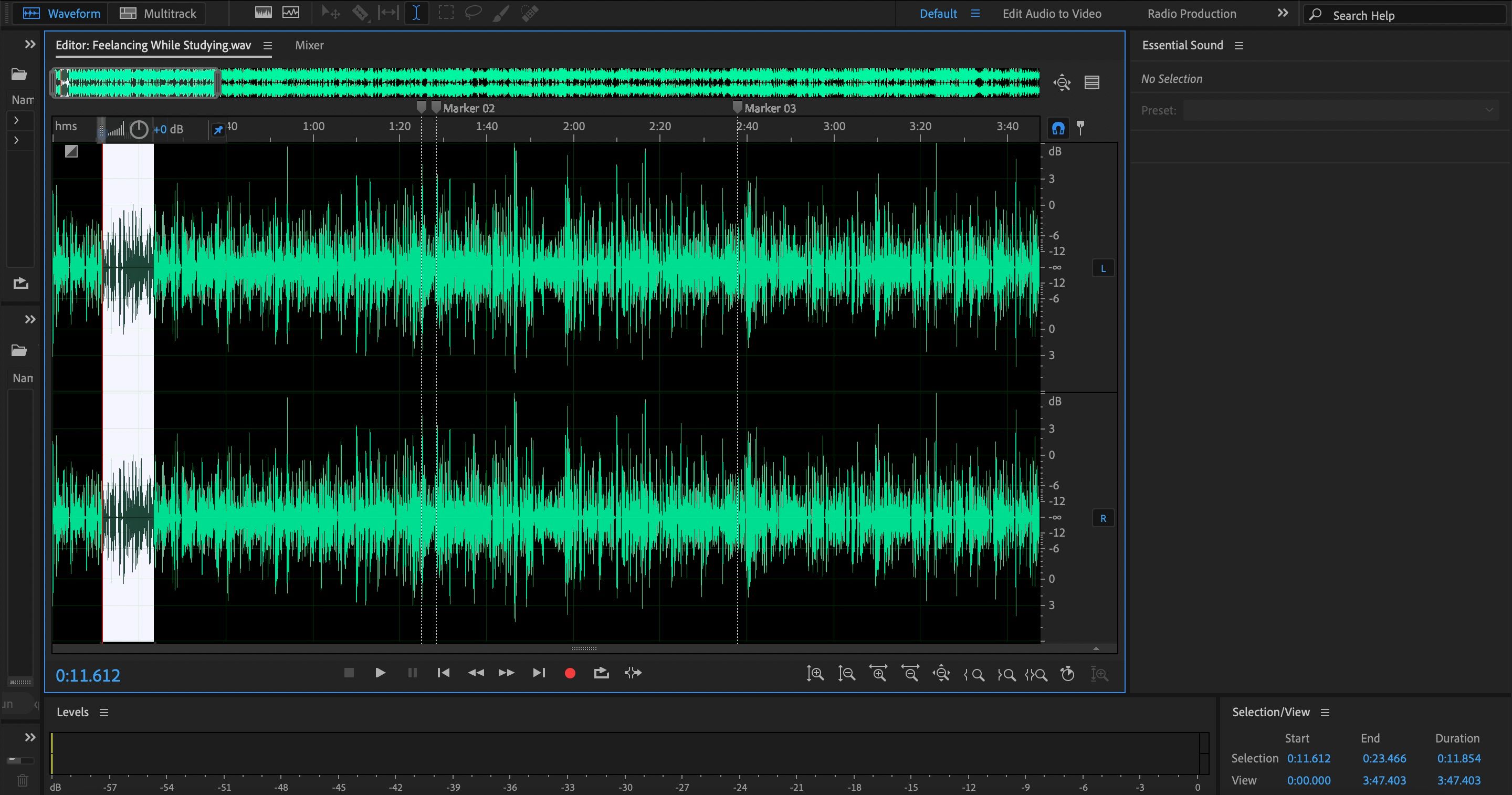 Rimuovi l'audio dallo screenshot di Adobe Audition