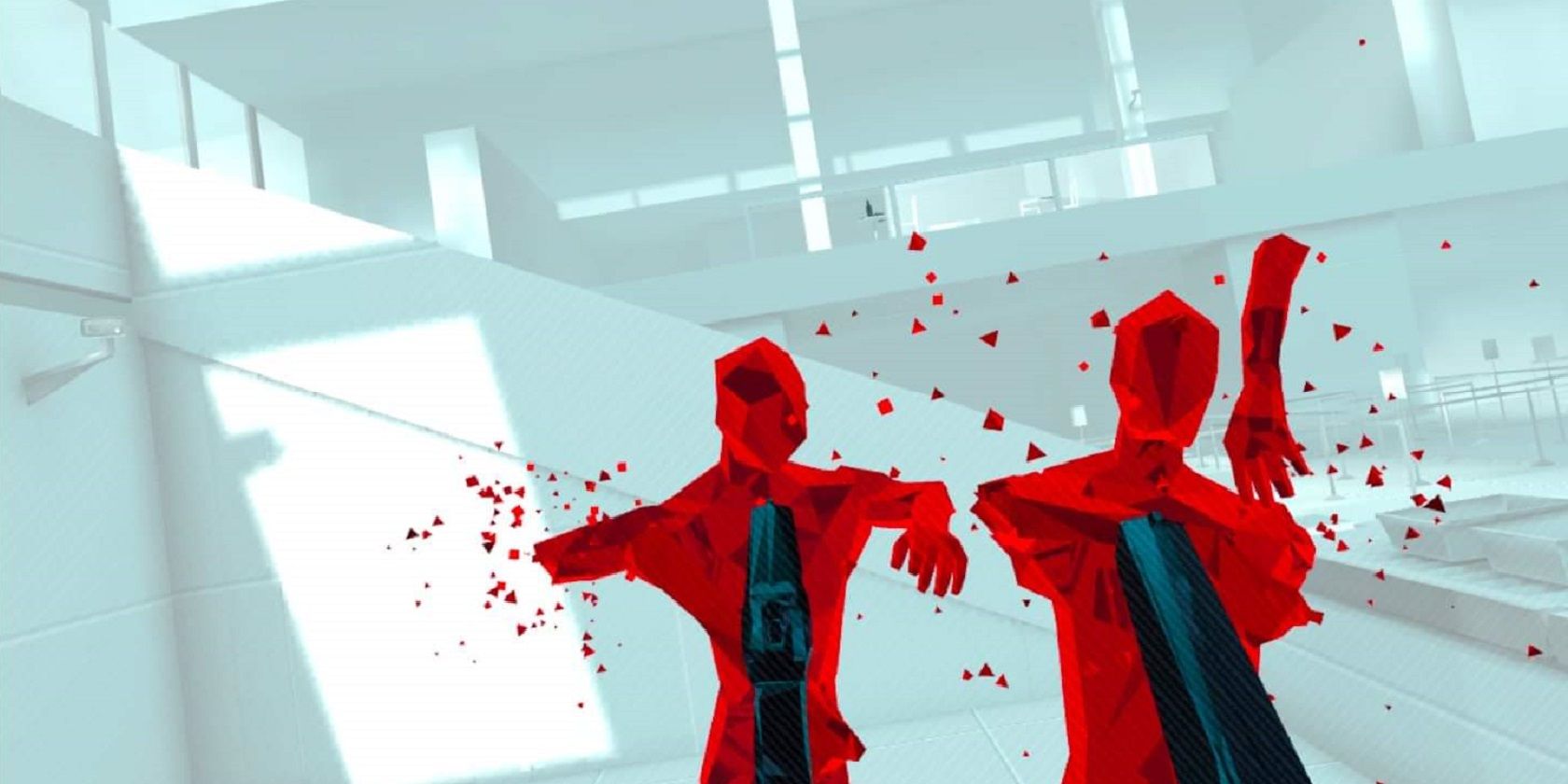 A screenshot from within the SUPERHOT VR Demo Experience on the Meta Quest 2.