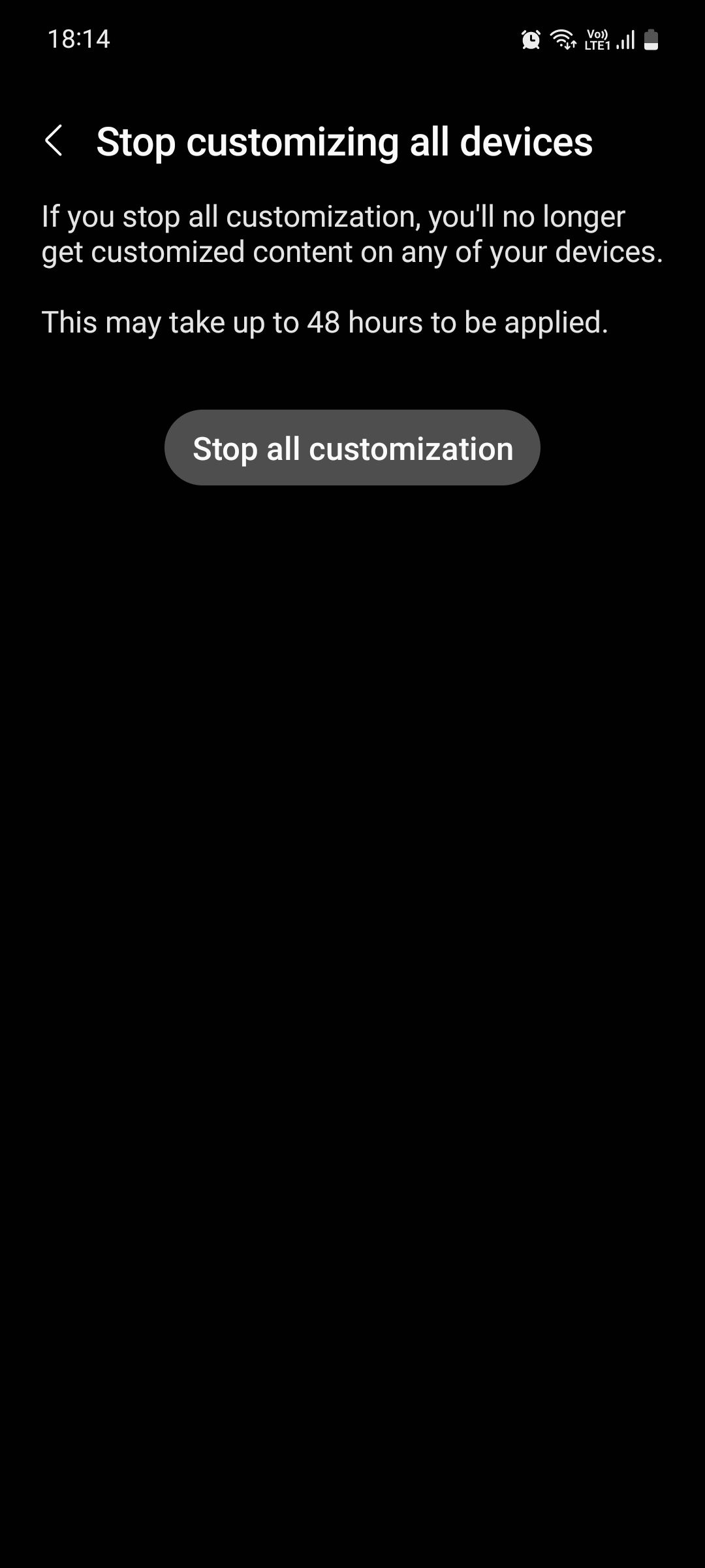 Samsung Customization Service Stop customizing all devices menu