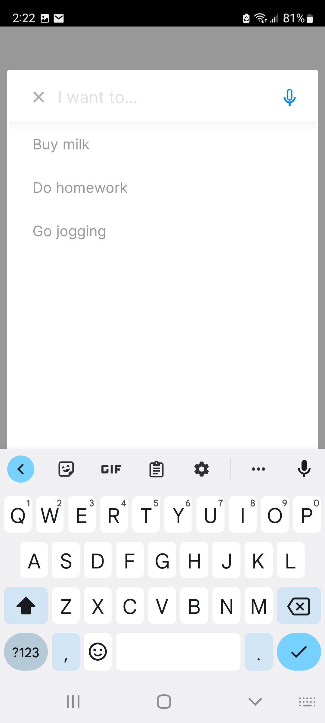 Screenshot of to-do list in Anydo app