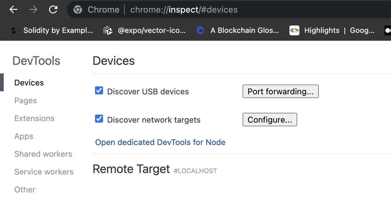 The Chrome DevTools devices panel with a Configure… button