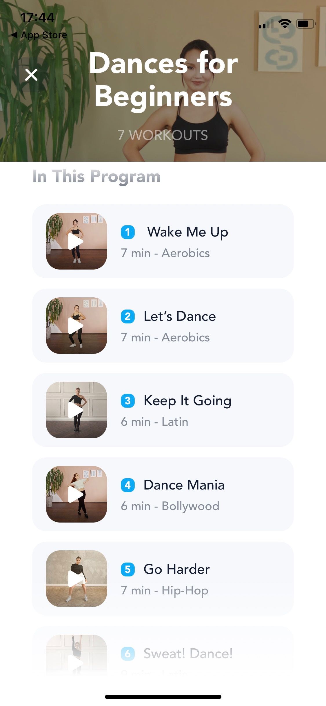 تصویری از برنامه Dancebit که برنامه مبتدی را نشان می دهد