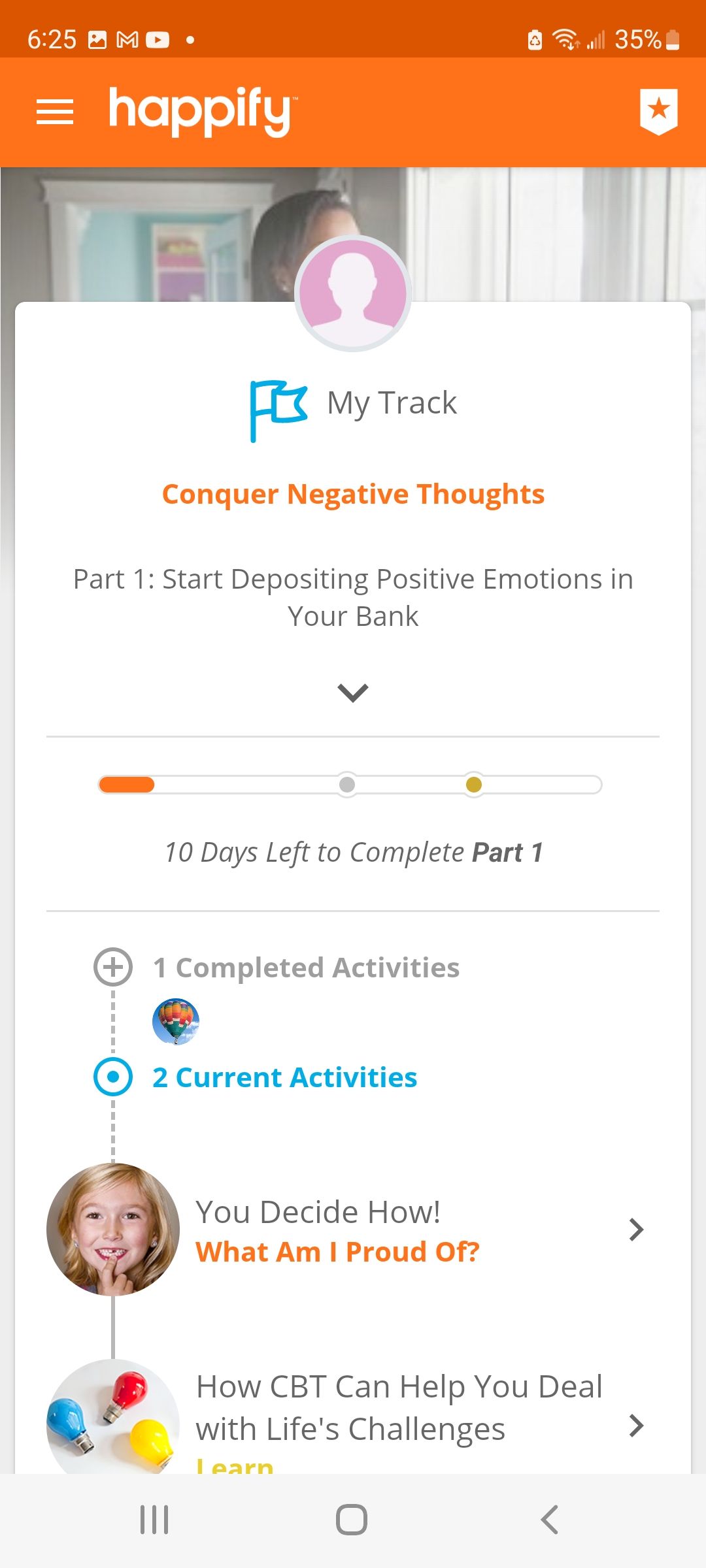 Screenshot of Happify app progress page