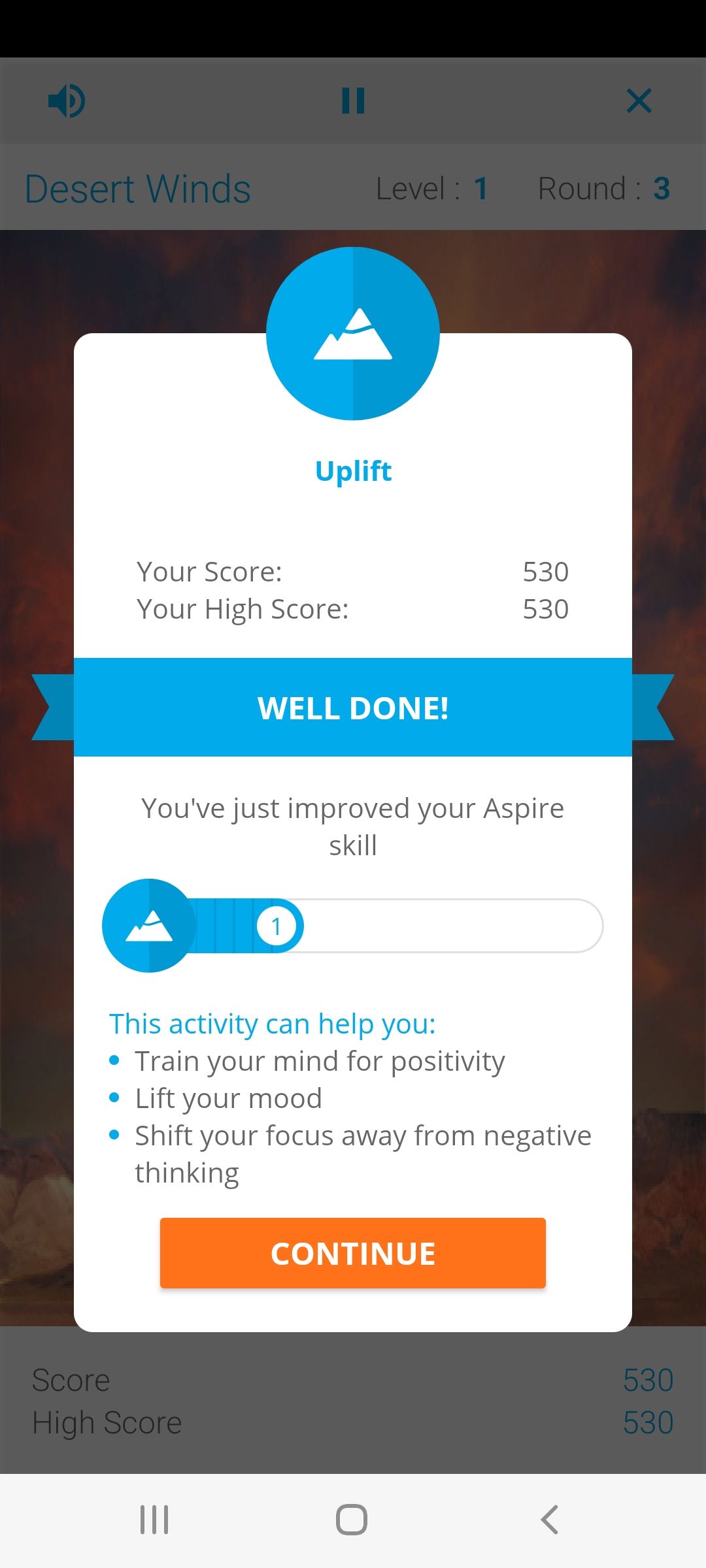 Screenshot of Happify app achievement page
