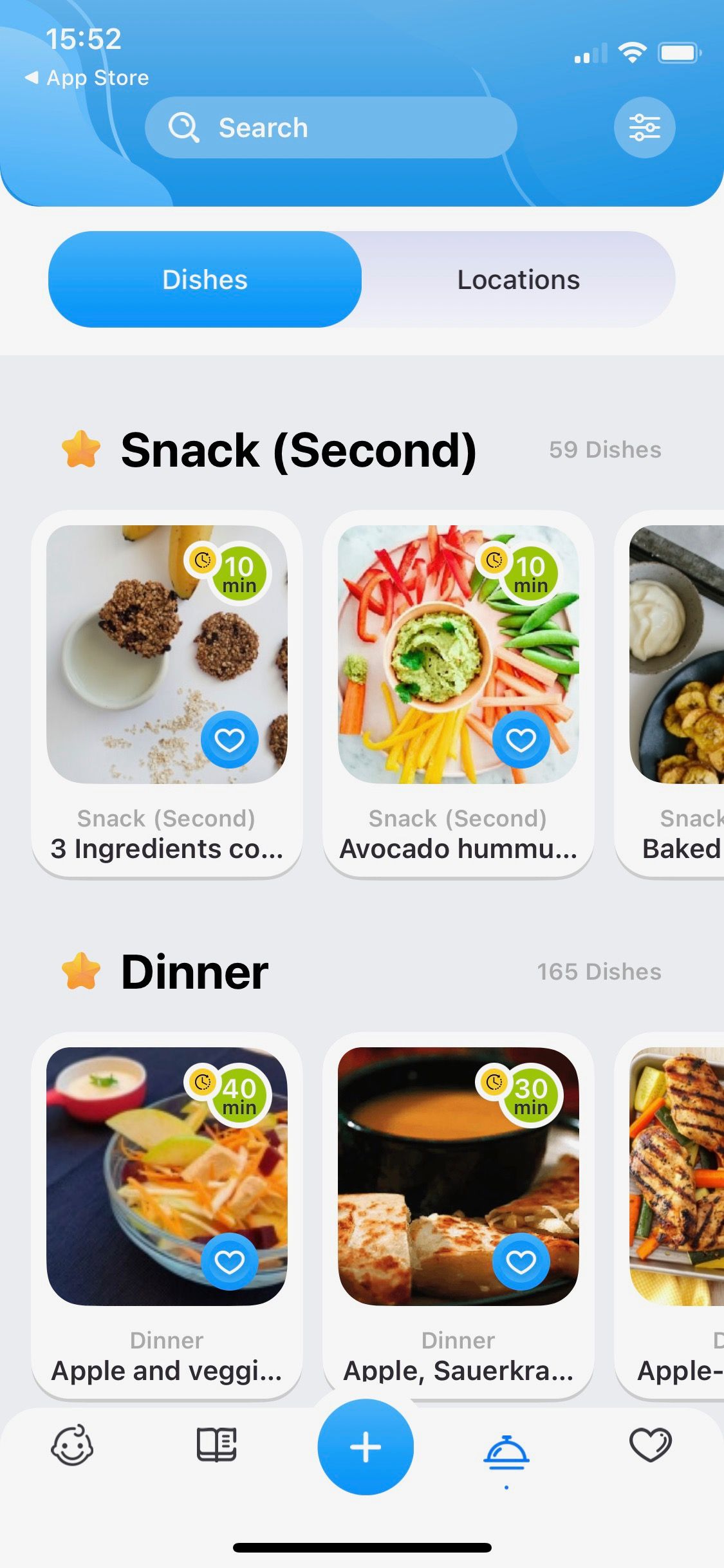 Screenshot of Wello app showing recipe ideas and meal recording