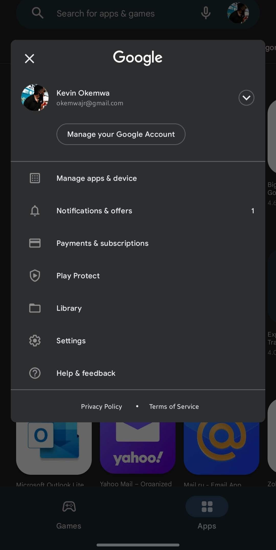 play store screenshot showing various settings options