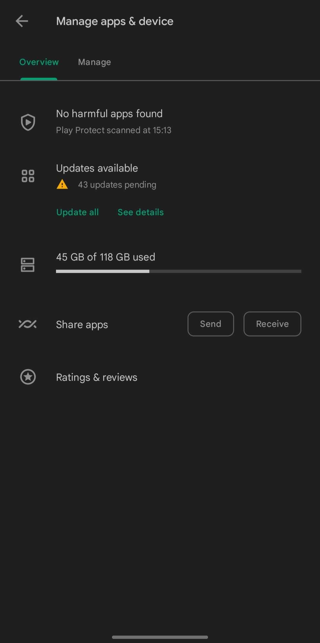 Google Play Store screenshot showing pending updates for applications