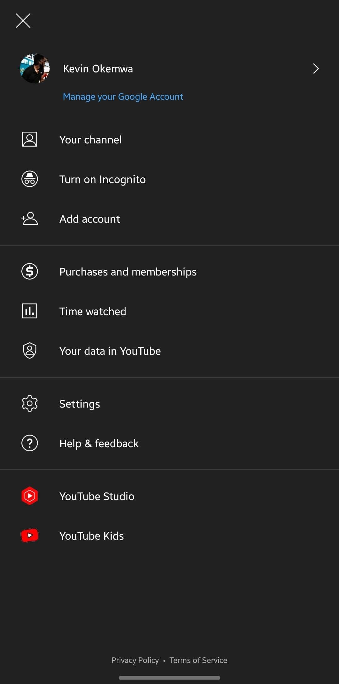 YouTube Settings on an Android Phone