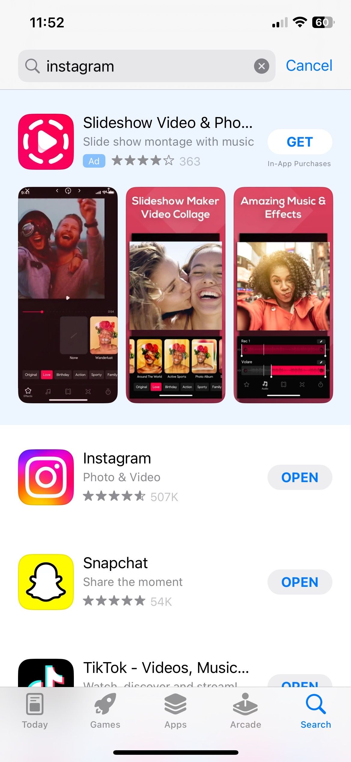 Search Instagram on the App Store