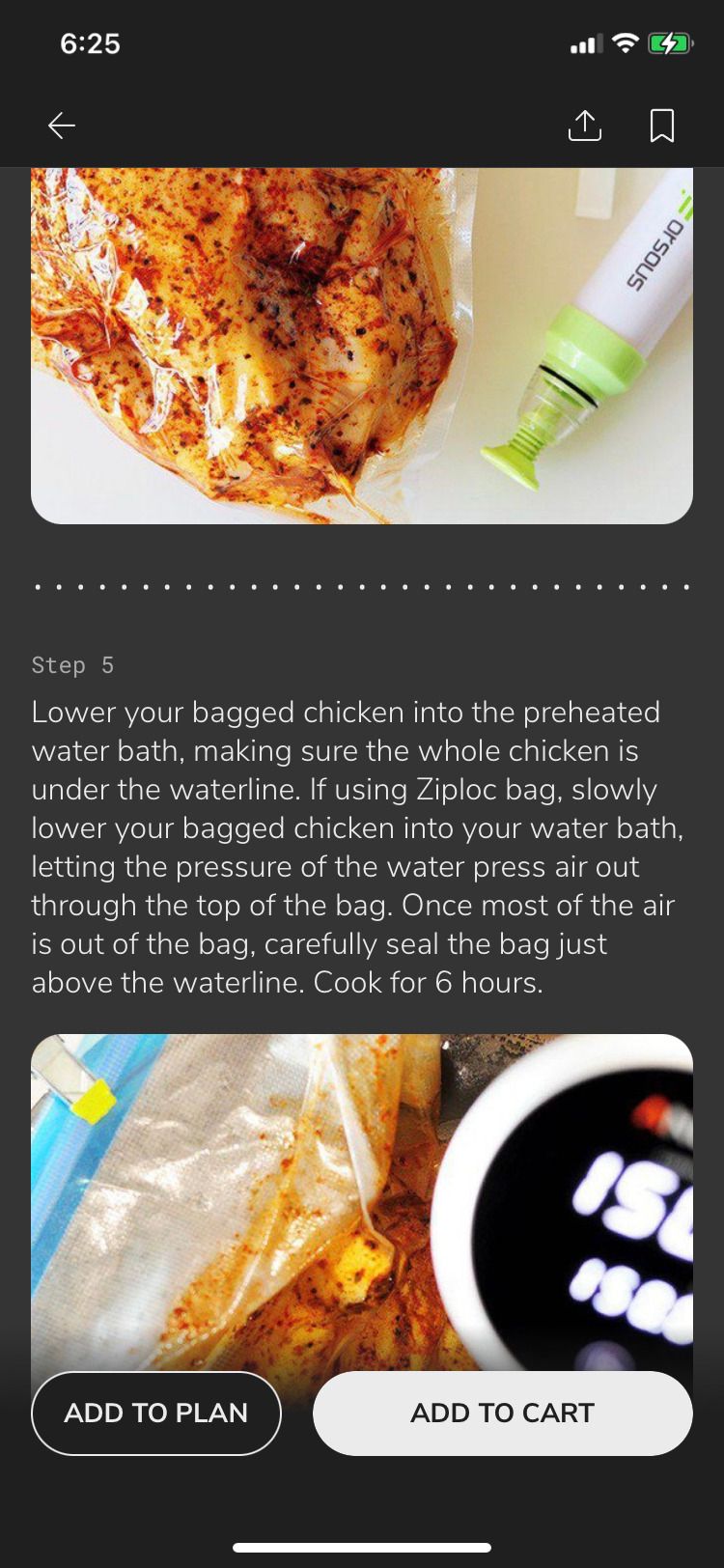 SideChef sous vide chicken instructions