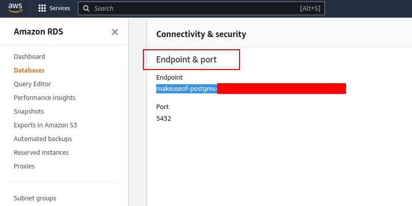 Step 3 - copy url endpoint and port
