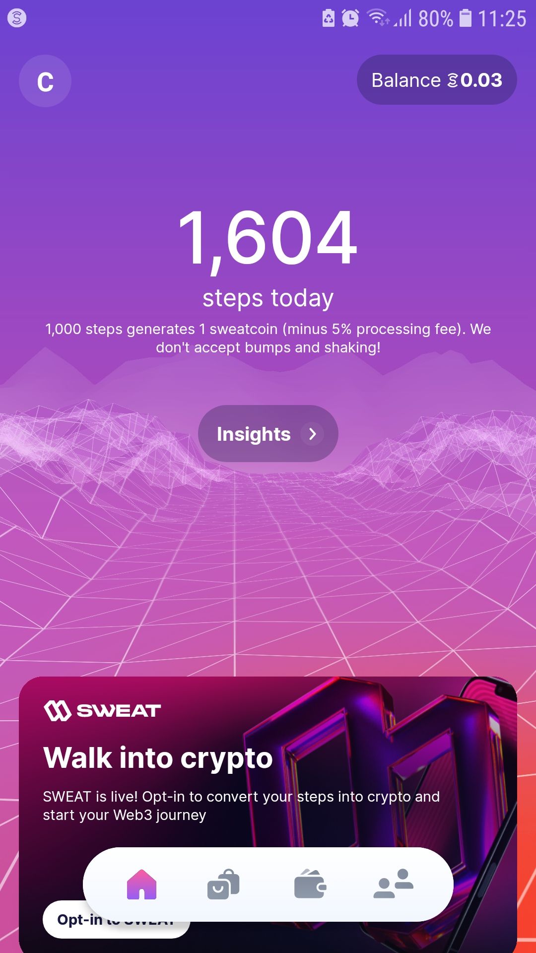Sweatcoin step counter activity tracker mobile app