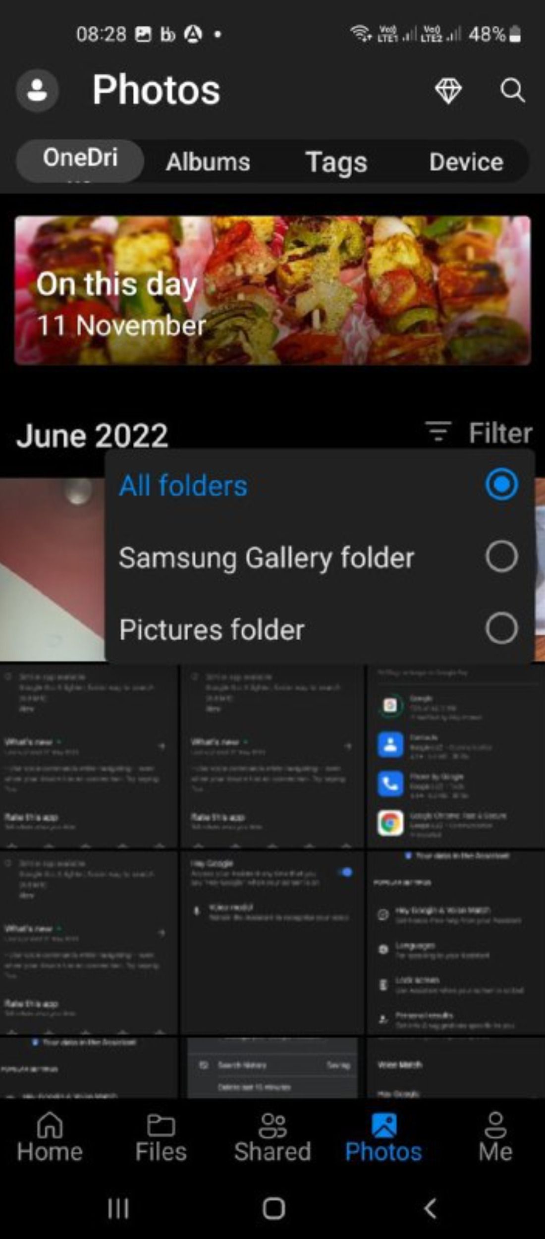 Filter pictures in Samsung gallery folder