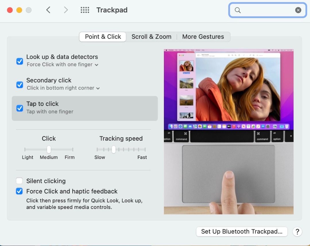 Trackpad gestures video in System Preferences (macOS Monterey)