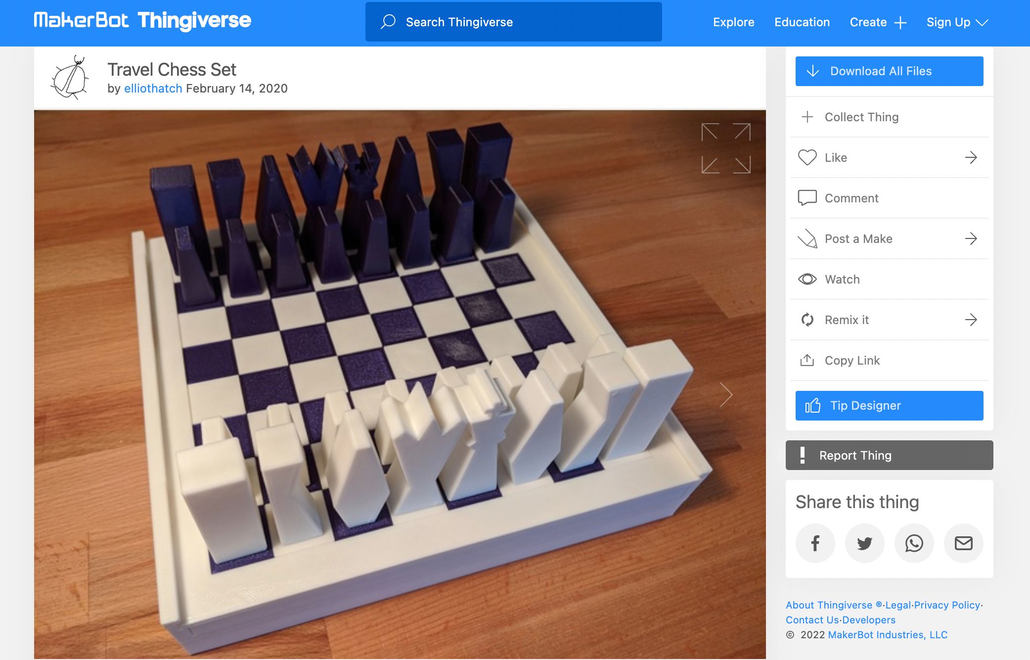 3D printed Travel Chess Set