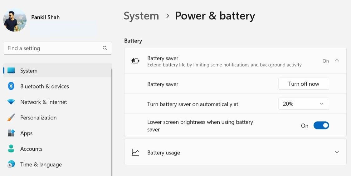 Deshabilitar el ahorro de batería en Windows