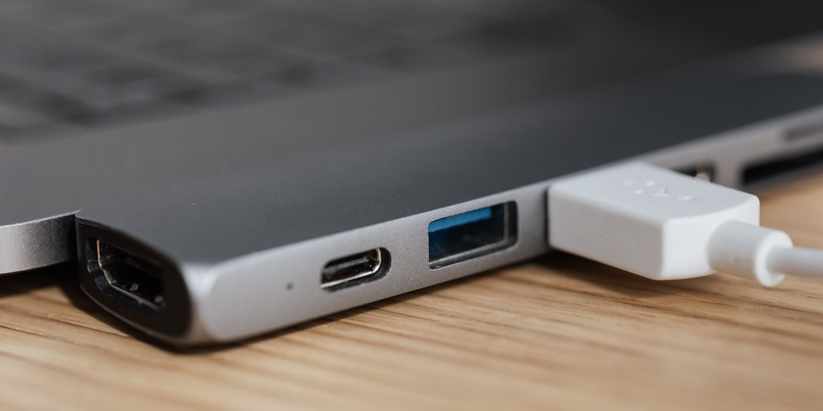 USB hub type c dock adapter connected to MacBook