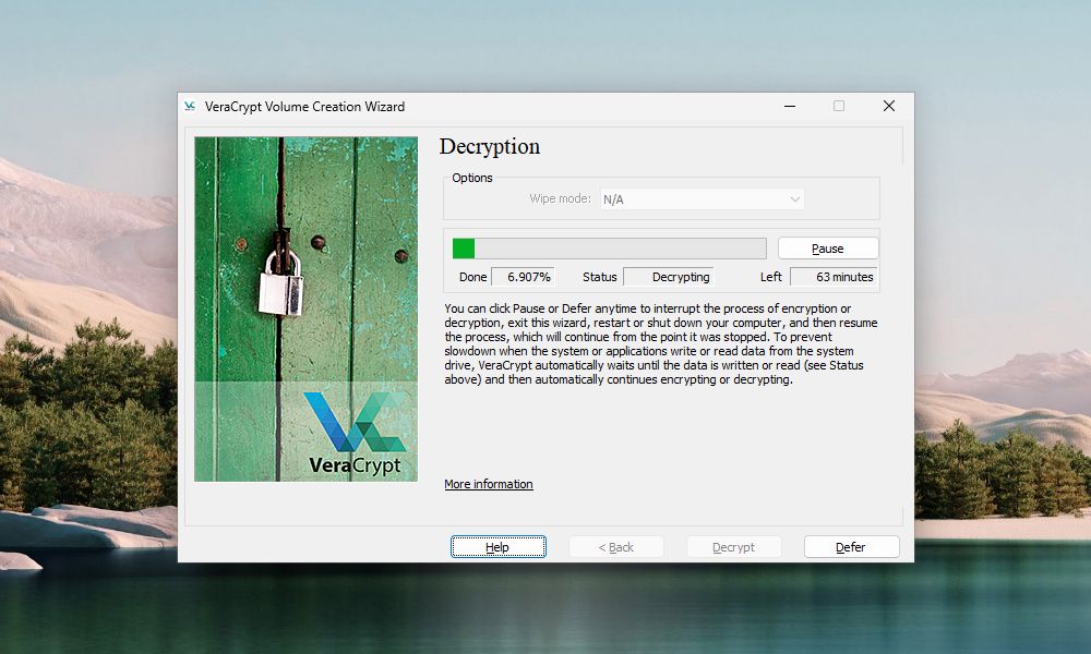 VeraCrypt - Volume - Creation - Wizard System Drive Decryption