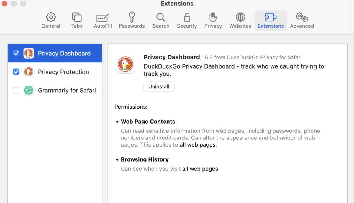 Enabling DuckDuckGo Privacy Essentials Screenshot 