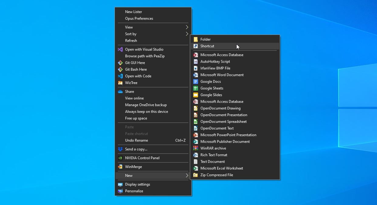 Windows10 Desktop New Shortcut