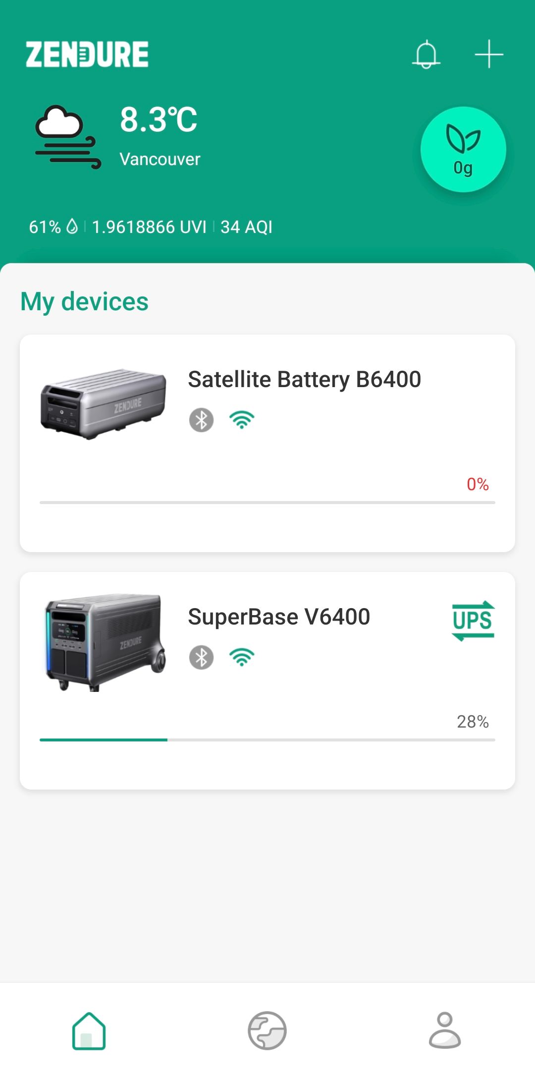 Zendure App My Devices SuperBase V6400 and Satellute Battery B6400