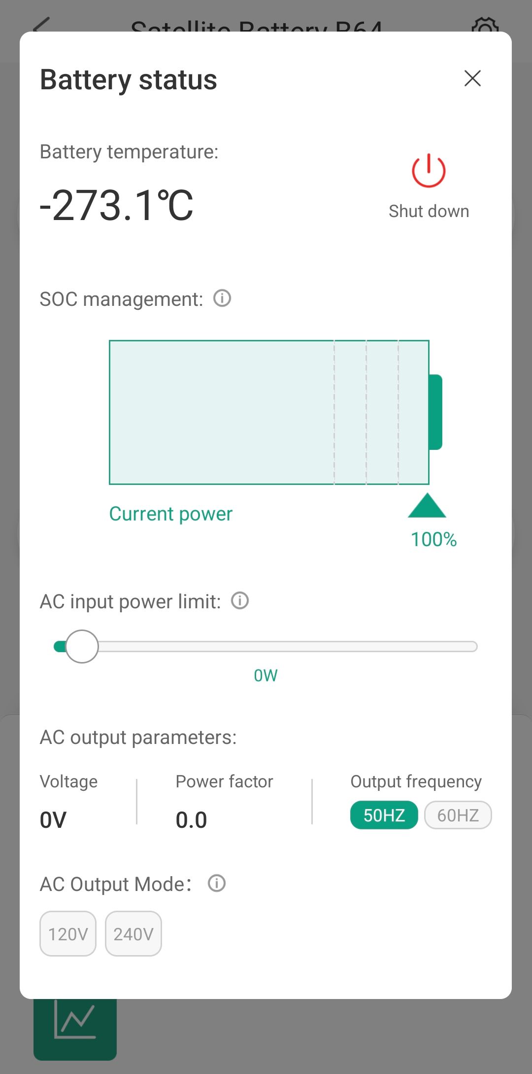 Zendure App Satellite Battery B6400 Battery Status