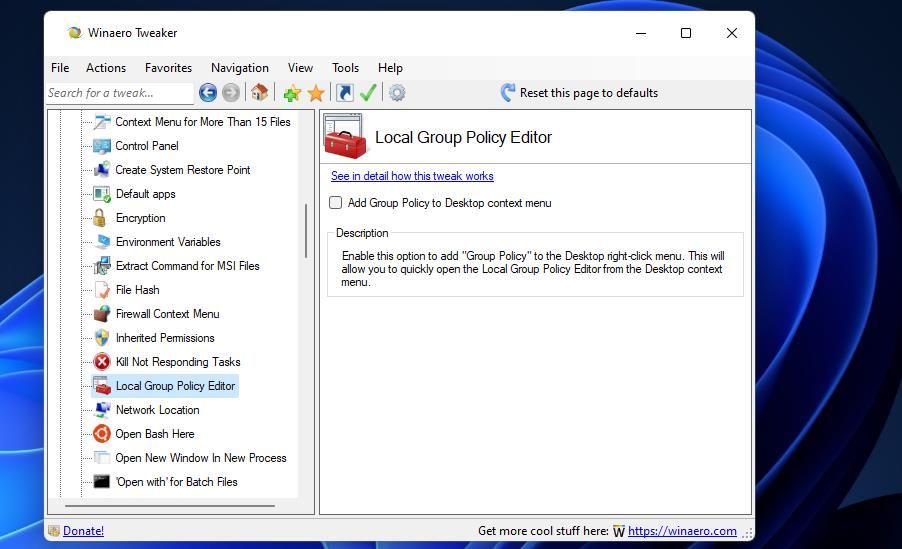 The Add Group Policy to Desktop context menu option 