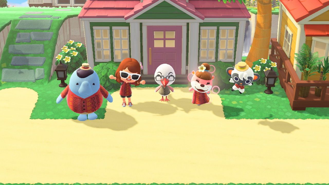 Screenshot of Animal Crossing characters celebrating on Nintendo Switch