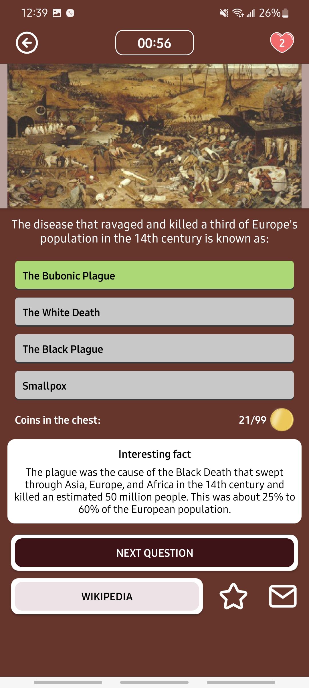answering question correctly on history quiz app on android