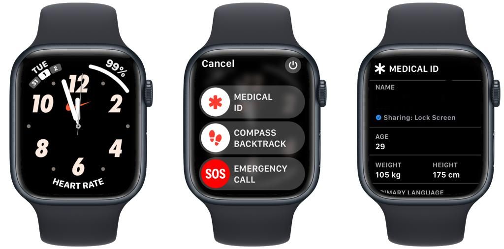 Apple Watch screenshot showing medical ID